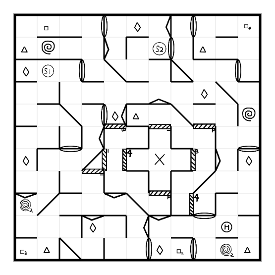 11x11 1v2 [单向墙 45度墙 翻转墙 机关墙] [陷阱 按钮 传送门]