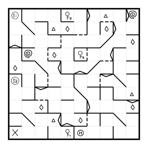 10x10 1v2 [危墙 单向墙 45度墙] [钥匙 陷阱 传送门]